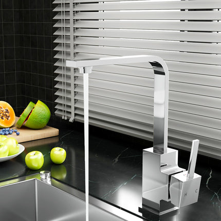 Cefito Kitchen Mixer Tap Mixer Square Sink Faucet Basin Laundry Chrome.