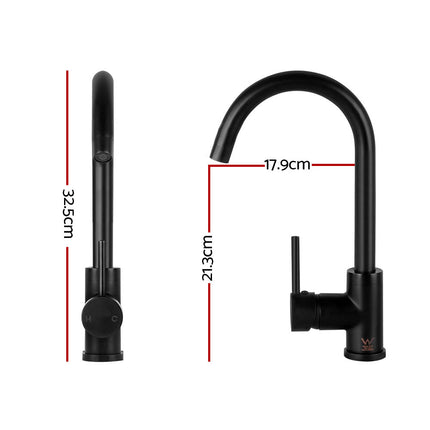 Cefito Kitchen Mixer Tap Mixer Round Sink Faucet Basin Laundry Black.