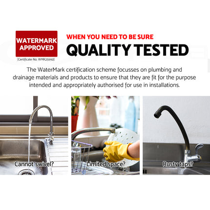 Cefito Kitchen Mixer Tap Mixer Round Sink Faucet Basin Laundry Black.