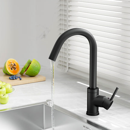 Cefito Kitchen Mixer Tap Mixer Round Sink Faucet Basin Laundry Black.