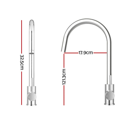 Cefito Kitchen Mixer Tap Mixer Round Sink Faucet Basin Laundry Chrome.