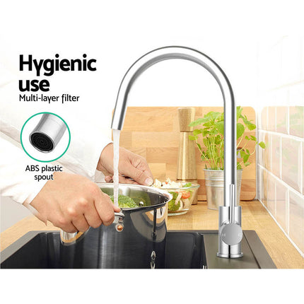 Cefito Kitchen Mixer Tap Mixer Round Sink Faucet Basin Laundry Chrome.