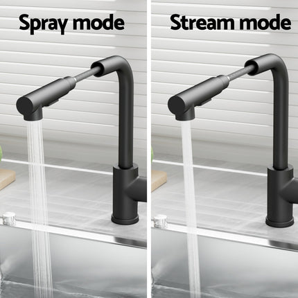 Cefito Kitchen Mixer Tap Pull Out Rectangle 2 Mode Sink Basin Faucet Swivel WELS Black.