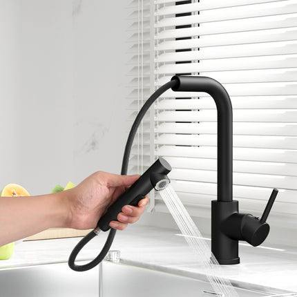 Cefito Kitchen Mixer Tap Pull Out Rectangle 2 Mode Sink Basin Faucet Swivel WELS Black.