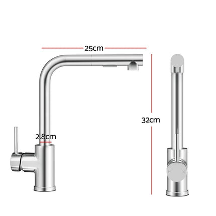 Cefito Kitchen Mixer Tap Pull Out Rectangle 2 Mode Sink Basin Faucet Swivel WELS Chrome.