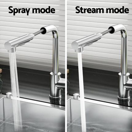 Cefito Kitchen Mixer Tap Pull Out Rectangle 2 Mode Sink Basin Faucet Swivel WELS Chrome.