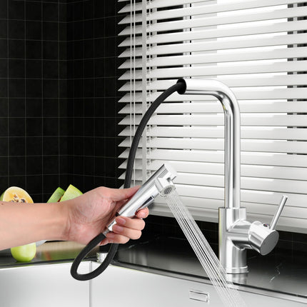 Cefito Kitchen Mixer Tap Pull Out Rectangle 2 Mode Sink Basin Faucet Swivel WELS Chrome.