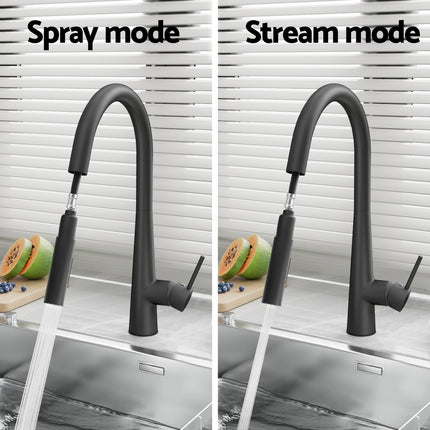 Cefito Kitchen Mixer Tap Pull Out Round 2 Mode Sink Basin Faucet Swivel WELS Black.