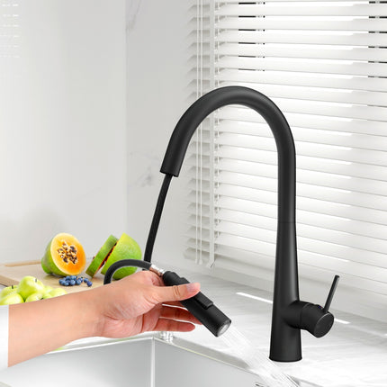 Cefito Kitchen Mixer Tap Pull Out Round 2 Mode Sink Basin Faucet Swivel WELS Black.