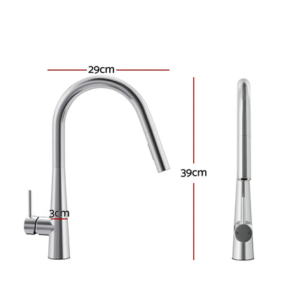 Cefito Kitchen Mixer Tap Pull Out Round 2 Mode Sink Basin Faucet Swivel WELS Chrome.