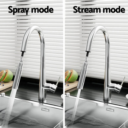 Cefito Kitchen Mixer Tap Pull Out Round 2 Mode Sink Basin Faucet Swivel WELS Chrome.