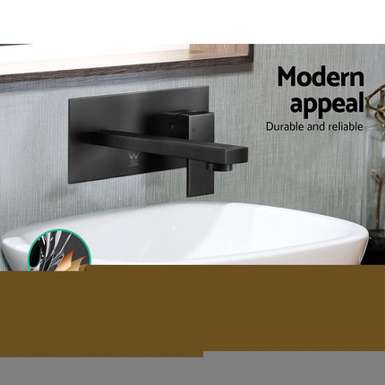 Cefito Bathroom Basin Mixer Tap Separate Faucet Vanity Laundry Black.