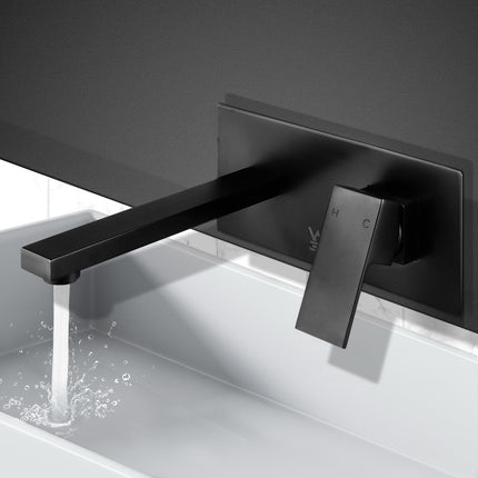 Cefito Bathroom Basin Mixer Tap Separate Faucet Vanity Laundry Black.