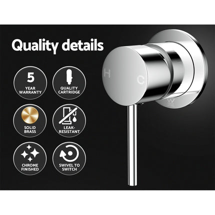 Cefito Basin Mixer Wall Tap Round Brass Faucet Shower Bathtub Chrome.