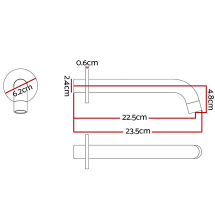 Cefito Bathroom Mixer Spout Wall Bath Tap Round Shower Bathtub Chrome.