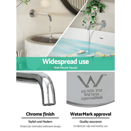 Cefito Bathroom Mixer Spout Wall Bath Tap Round Shower Bathtub Chrome.