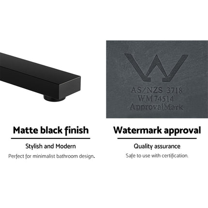 Cefito Bathroom Mixer Spout Wall Bath Tap Square Swivel Bathtub Black.