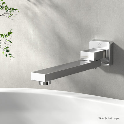 Cefito Bathroom Mixer Spout Wall Bath Tap Square Swivel Bathtub Chrome.