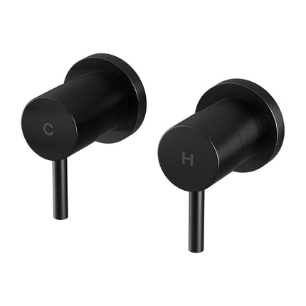 Cefito Basin Twin Tap Wall Round Brass Faucet Shower Bathtub Black.
