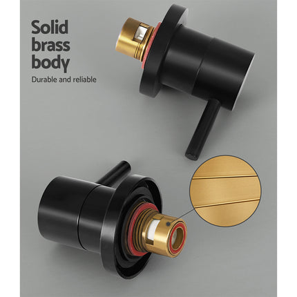 Cefito Basin Twin Tap Wall Round Brass Faucet Shower Bathtub Black.