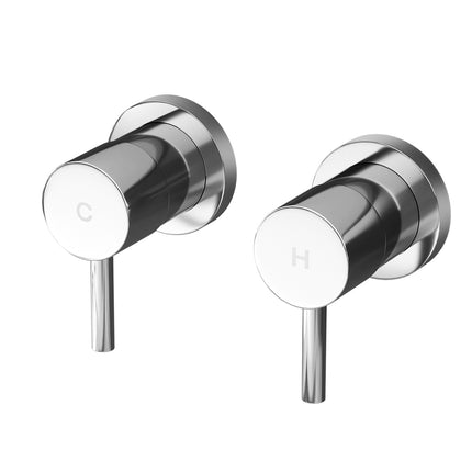 Cefito Basin Twin Tap Wall Round Brass Faucet Shower Bathtub Chrome.
