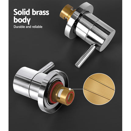 Cefito Basin Twin Tap Wall Round Brass Faucet Shower Bathtub Chrome.