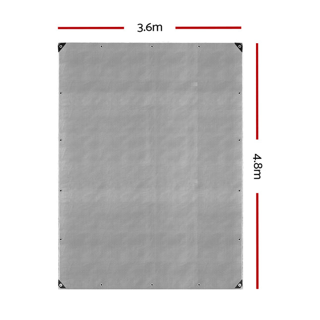 Instahut Tarp Tarpaulin 3.6x4.8m Canvas Camping Heavy Duty Sun Cover.