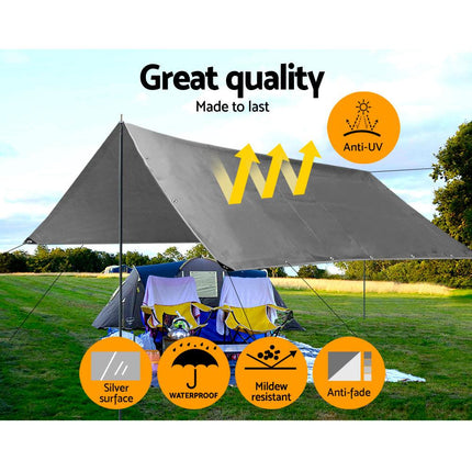 Instahut Tarp Tarpaulin 9x12m Canvas Camping Heavy Duty Sun Cover.