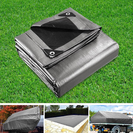 Instahut Tarp Tarpaulin 9x12m Canvas Camping Heavy Duty Sun Cover.