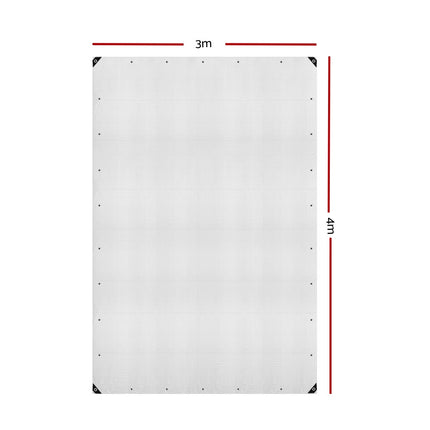 Instahut Tarp Tarpaulin 3x4m Canvas Heavy Duty Camping Cover Clear.