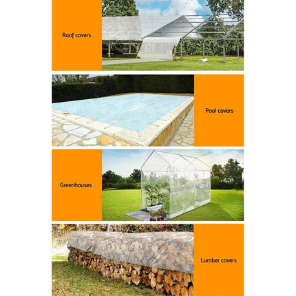 Instahut Tarp Tarpaulin 4x7m Canvas Heavy Duty Camping Cover Clear.