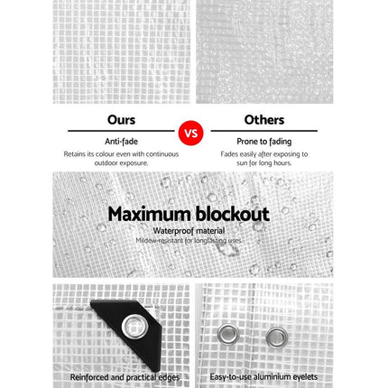 Instahut Tarp Tarpaulin 5x10m Canvas Heavy Duty Camping Cover Clear.
