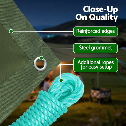 Instahut 2x3m Tarp Tarpaulin 600GSM Camping Canvas Heavy Duty Water Resistant.