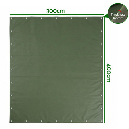 Instahut 3x4m Tarp Tarpaulin 600GSM Camping Canvas Heavy Duty Water Resistant.