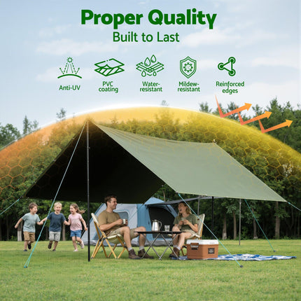 Instahut 3x4m Tarp Tarpaulin 600GSM Camping Canvas Heavy Duty Water Resistant.