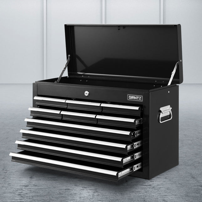 Giantz 10 Drawer Tool Box Cabinet Chest Toolbox Storage Garage Organiser Black.