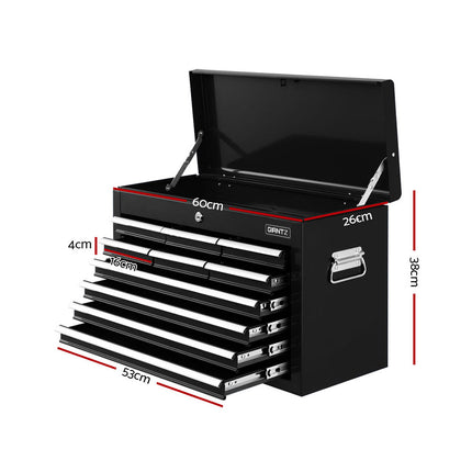 Giantz 10 Drawer Tool Box Cabinet Chest Toolbox Storage Garage Organiser Black.