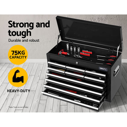 Giantz 10 Drawer Tool Box Cabinet Chest Toolbox Storage Garage Organiser Black.