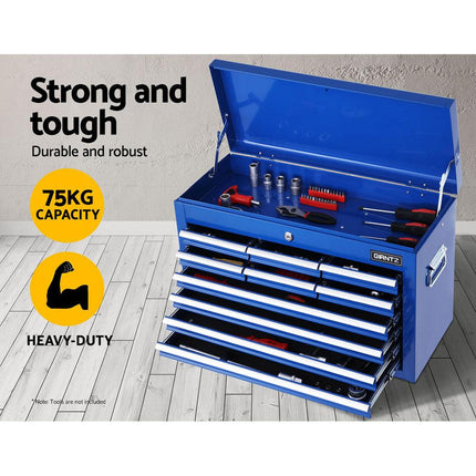 Giantz 10 Drawer Tool Box Cabinet Chest Toolbox Storage Garage Organiser Blue.