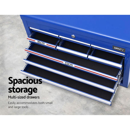 Giantz 10 Drawer Tool Box Cabinet Chest Toolbox Storage Garage Organiser Blue.