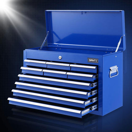 Giantz 10 Drawer Tool Box Cabinet Chest Toolbox Storage Garage Organiser Blue.