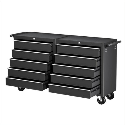 Giantz Tool Chest Trolley 10 Drawers Toolbox Storage Black.