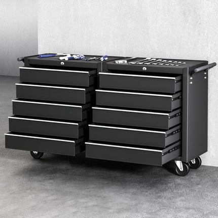 Giantz Tool Chest Trolley 10 Drawers Toolbox Storage Black.