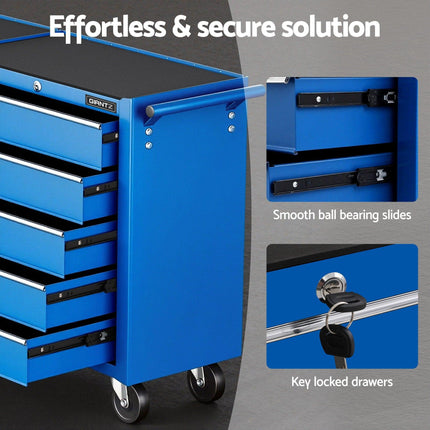 Giantz Tool Chest Trolley 10 Drawers Toolbox Storage Blue.