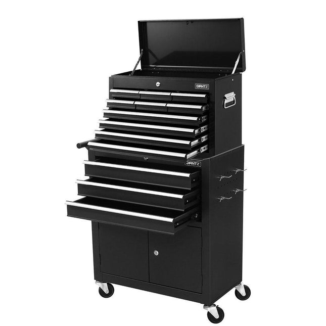 Giantz 13 Drawer Tool Box Cabinet Chest Toolbox Storage Garage Organiser Black.