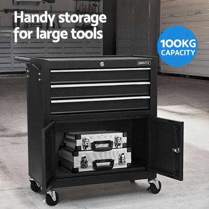 Giantz 13 Drawer Tool Box Cabinet Chest Toolbox Storage Garage Organiser Black.