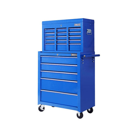 Giantz 14 Drawer Tool Box Cabinet Chest Mechanic Garage Storage Trolley Blue.