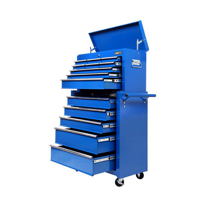 Giantz 14 Drawer Tool Box Cabinet Chest Mechanic Garage Storage Trolley Blue.
