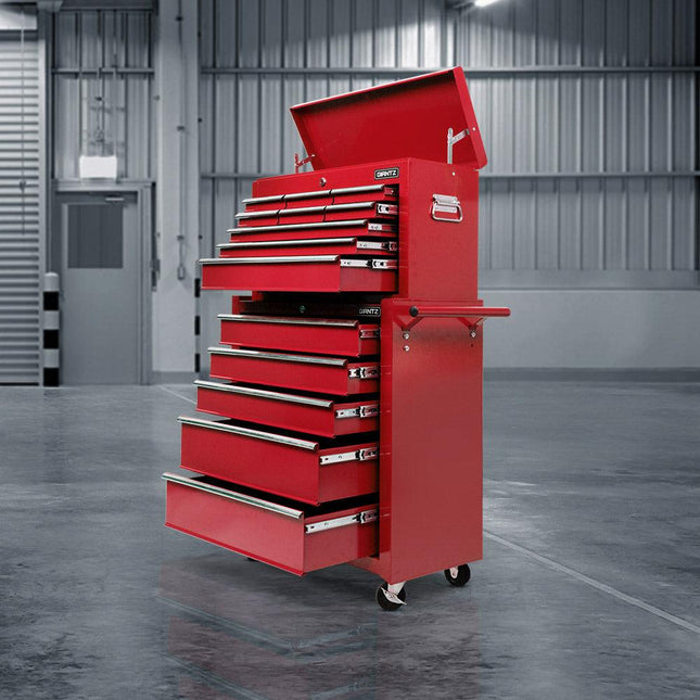 Giantz 14 Drawer Tool Box Cabinet Chest Mechanic Garage Storage Trolley Red.