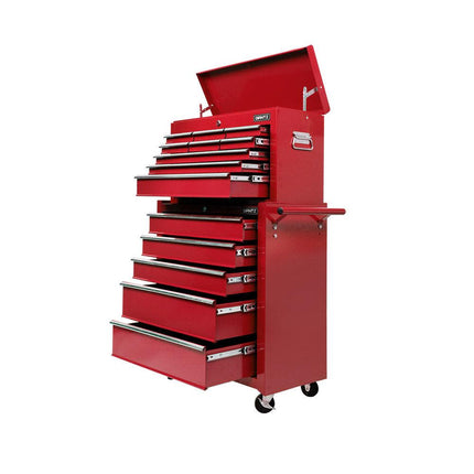 Giantz 14 Drawer Tool Box Cabinet Chest Mechanic Garage Storage Trolley Red.
